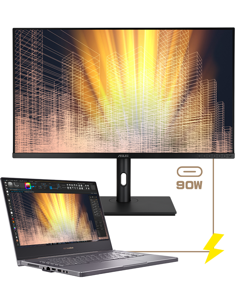 ASUS ProArt PA329CV tilkoblet arbeidsstasjon