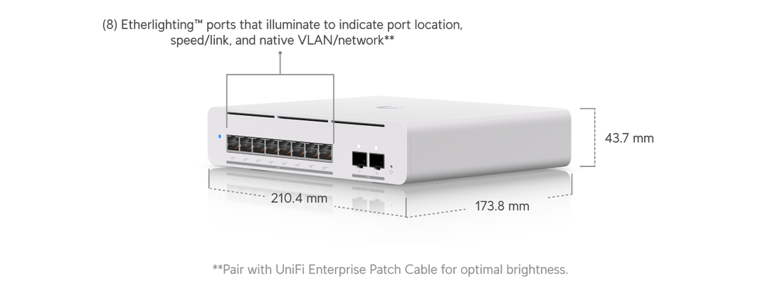 UniFi Switch Pro XG 8 PoE sett fra siden