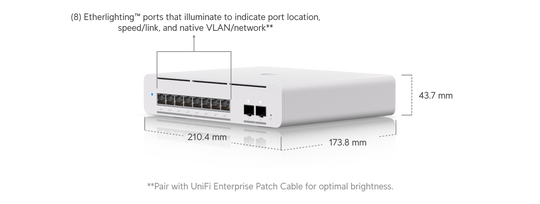 UniFi Switch Pro XG 8 PoE sett fra siden