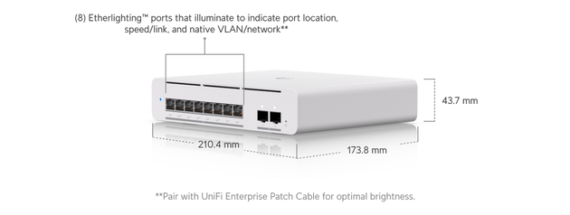 UniFi Switch Pro XG 8 PoE sett fra siden